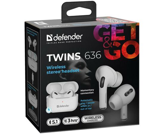 Наушники Defender Twins 636 TWS Pro Bluetooth White (63636), изображение 8 Наушники Defender Twins 636 TWS Pro Bluetooth White (63636), изображение 8
