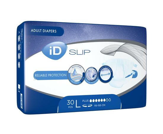 Подгузники для взрослых ID Slip Plus Large талия 115-155 см. 30 шт. (5411416048190), изображение 2 Подгузники для взрослых ID Slip Plus Large талия 115-155 см. 30 шт. (5411416048190), изображение 2