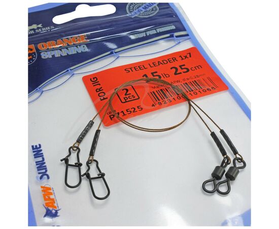 Поводок Ukrspin Orange Spinning плетеный сталь AFW 7х7 30см18кг(40lb)/0.46мм (1590.03.55), изображение 2 Поводок Ukrspin Orange Spinning плетеный сталь AFW 7х7 30см18кг(40lb)/0.46мм (1590.03.55), изображение 2