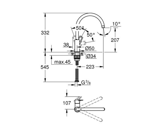 Смеситель Grohe BauLoop (31368001), изображение 4 Смеситель Grohe BauLoop (31368001), изображение 4