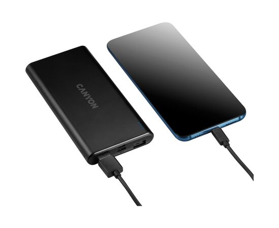 Батарея универсальная Canyon PB-106 10000mAh Input 5V/2A, Output 5V/2.1A(Max) (CNE-CPB1006B), изображение 4 Батарея универсальная Canyon PB-106 10000mAh Input 5V/2A, Output 5V/2.1A(Max) (CNE-CPB1006B), изображение 4