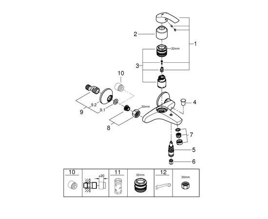 Смеситель Grohe Eurosmart (33300002), изображение 4 Смеситель Grohe Eurosmart (33300002), изображение 4