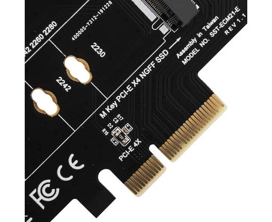 Плата расширения Silver Stone PCIe x4 до SSD m.2 NVMe 2230, 2242, 2260, 2280 (SST-ECM21-E), изображение 3 Плата расширения Silver Stone PCIe x4 до SSD m.2 NVMe 2230, 2242, 2260, 2280 (SST-ECM21-E), изображение 3