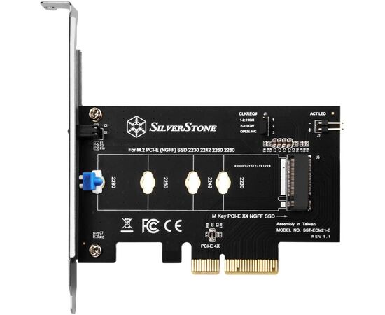 Плата расширения Silver Stone PCIe x4 до SSD m.2 NVMe 2230, 2242, 2260, 2280 (SST-ECM21-E)
