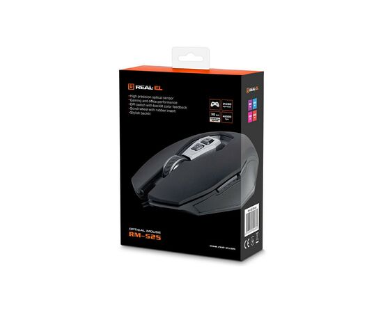 Мышка REAL-EL RM-525 Black, изображение 5 Мышка REAL-EL RM-525 Black, изображение 5