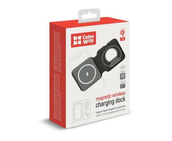 Зарядное устройство ColorWay MagSafe Duo Charger 15W for iPhone (Black) (CW-CHW32Q-BK), изображение 3 Зарядное устройство ColorWay MagSafe Duo Charger 15W for iPhone (Black) (CW-CHW32Q-BK), изображение 3
