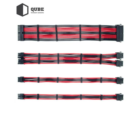 Кабель Qube для блока питания QUBE 1*24P MB, 2*4+4P CPU,2*6+2P VGA Bla (QBWSET24P2x8P2x8PBR), изображение 2 Кабель Qube для блока питания QUBE 1*24P MB, 2*4+4P CPU,2*6+2P VGA Bla (QBWSET24P2x8P2x8PBR), изображение 2