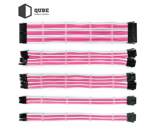 Кабель Qube для блока питания QUBE 1*24P MB, 2*4+4P CPU,2*6+2P VGA Whi (QBWSET24P2x8P2x8PWP)