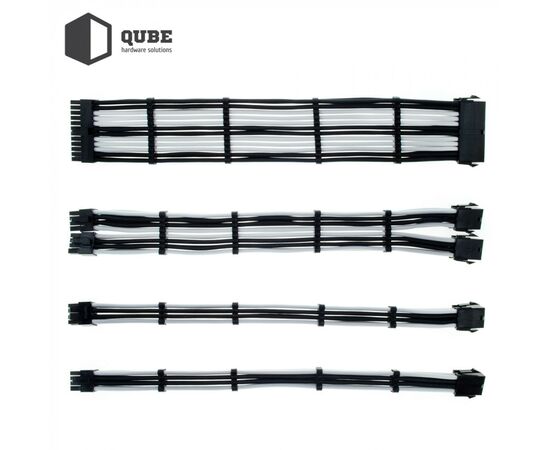 Кабель Qube для блока питания QUBE 1*24P MB, 2*4+4P CPU,2*6+2P VGA Bla (QBWSET24P2x8P2x8PBW)
