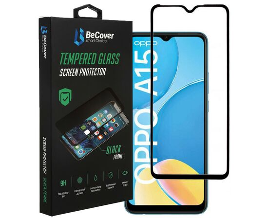 Стекло защитное BeCover OPPO A15s Black (706087), изображение 3