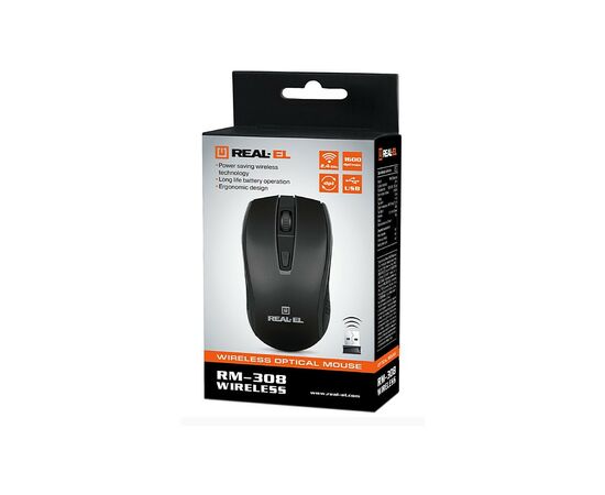Мышка REAL-EL RM-308 Wireless Black, изображение 10 Мышка REAL-EL RM-308 Wireless Black, изображение 10