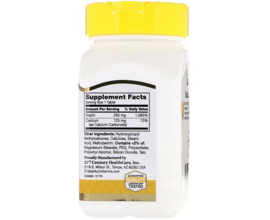 Вітамін 21st Century Ніацин, 250 мг,  110 пігулок (CEN-22849), зображення 2 Вітамін 21st Century Ніацин, 250 мг,  110 пігулок (CEN-22849), зображення 2