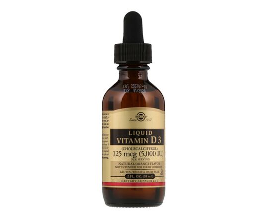 Вітамін Solgar Вітамін D3, Liquid Vitamin D3, 5000 Ме, 59 мл. (Апельсиновий (SOL-32048)