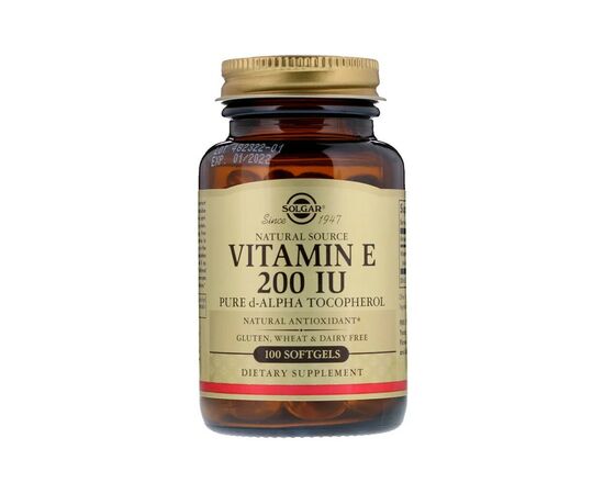 Вітамін Solgar Вітамін E, 200 МE, Vitamin E 200 IU, 100 желатинових капсул (SOL-03481)