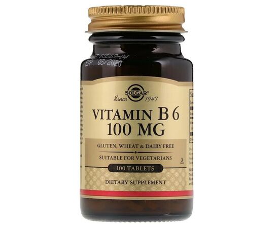 Вітамін Solgar Вітамін В6, Vitamin B6, 100 мг, 100 таблеток (SOL-03120)