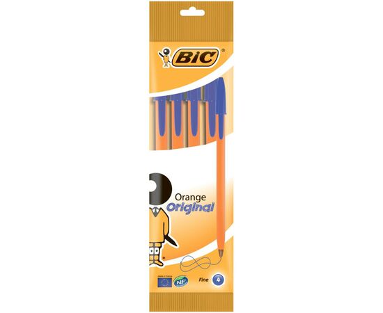 Ручка шариковая Bic Orange, синяя, 4шт в блистере (bc8308521), изображение 2 Ручка шариковая Bic Orange, синяя, 4шт в блистере (bc8308521), изображение 2