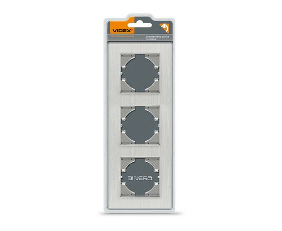 Рамка Videx BINERA серебристый алюминий 3 поста (VF-BNFRA3V-SL), изображение 2 Рамка Videx BINERA серебристый алюминий 3 поста (VF-BNFRA3V-SL), изображение 2