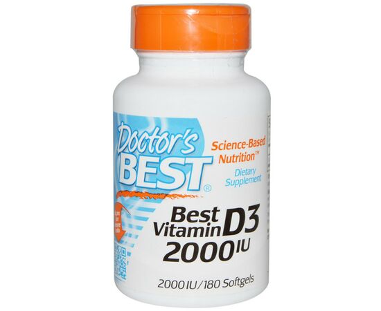 Вітамін Doctor's Best Вітамін D3 2000IU, 180 желатинових капсул (DRB-00210)