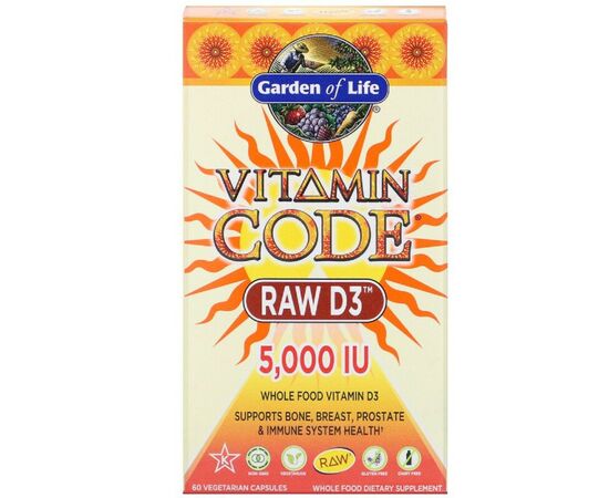 Витамин Garden of Life Сырой Витамин D3, RAW D3, Vitamin Code, 5000 МЕ (125 мкг), (GOL-11586)