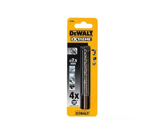 Сверло DeWALT EXTREME INDUSTRIAL COBALT HSS-CO, 7.5 х 109 х 66 мм (DT4962), изображение 3 Сверло DeWALT EXTREME INDUSTRIAL COBALT HSS-CO, 7.5 х 109 х 66 мм (DT4962), изображение 3