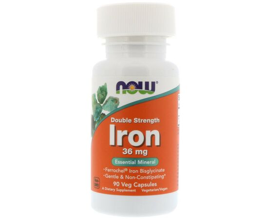 Мінерали Now Foods Залізо, Iron, 36 мг, 90 капсул (NOW-01444)