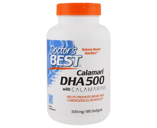 Жирні кислоти Doctor's Best DHA (докозагексаєнова кислота) Глибоководний 500мг, Calamari (DRB-00259)