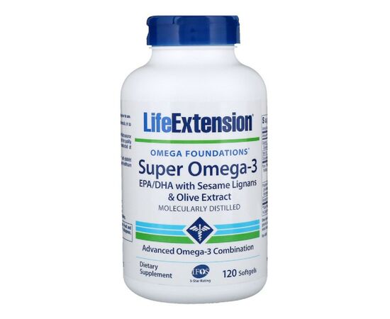 Жирні кислоти Life Extension Супер Омега-3, Omega Foundations, Super Omega-3, 120 желатин (LEX-19821)