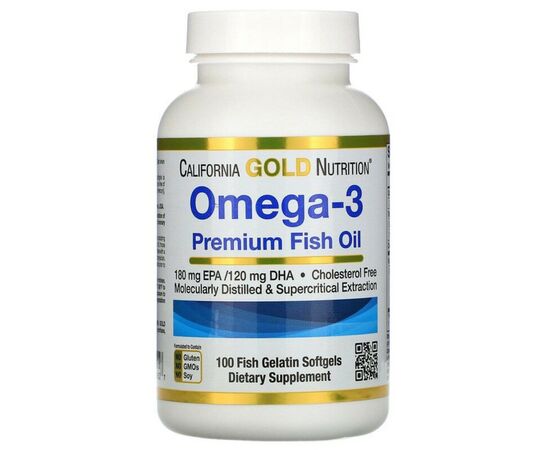 Жирные кислоты California Gold Nutrition Омега-3, рыбий жир премиального качества, Omega-3, Premium F (MLI-00952)