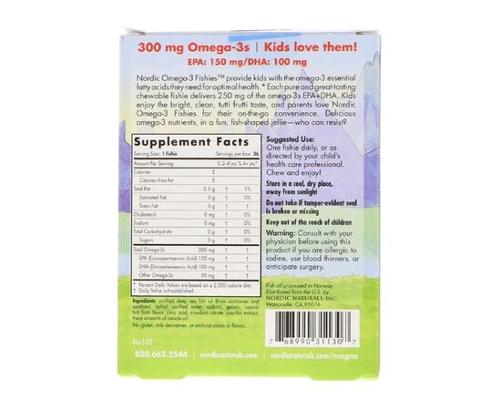 Жирні кислоти Nordic Naturals Цукерки у вигляді рибок, Nordic Omega-3 Fishies, 300 мг, 36 (NOR-31130), зображення 2 Жирні кислоти Nordic Naturals Цукерки у вигляді рибок, Nordic Omega-3 Fishies, 300 мг, 36 (NOR-31130), зображення 2