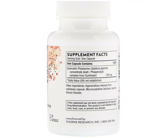 Витаминно-минеральный комплекс Thorne Research Кверцетин Фитосомы, Quercetin Phytosome, 60 капсул (THR-00435), изображение 2 Витаминно-минеральный комплекс Thorne Research Кверцетин Фитосомы, Quercetin Phytosome, 60 капсул (THR-00435), изображение 2