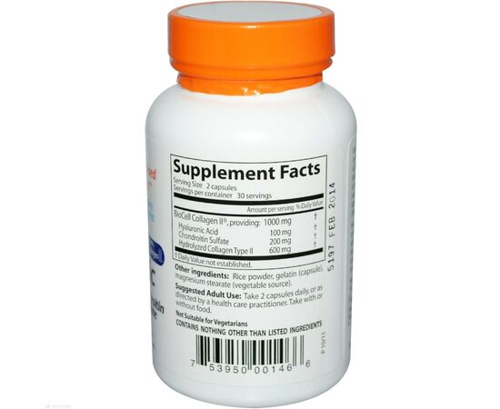 Витамин Doctor's Best Гиалуроновая Кислота с Сульфатом Хондроитина, BioCell Collag (DRB-00146), изображение 2 Витамин Doctor's Best Гиалуроновая Кислота с Сульфатом Хондроитина, BioCell Collag (DRB-00146), изображение 2