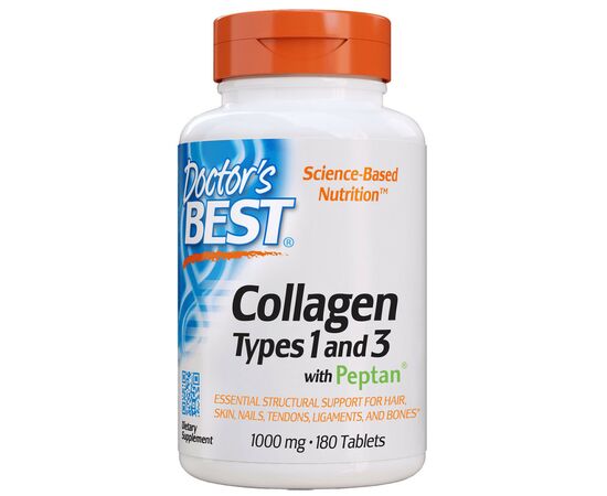 Вітамін Doctor's Best Колаген Типів 1 & 3 1000мг, Peptan, 180 таблеток (DRB-00204)