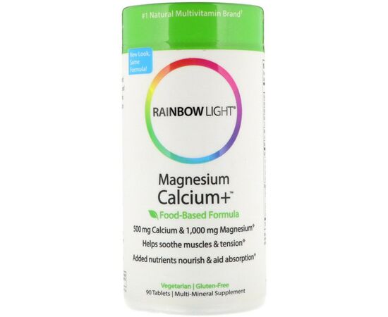 Минералы Rainbow Light Магний Кальций +, Magnesium Calcium+, Food-Based Formula, 9 (RLT-10101)