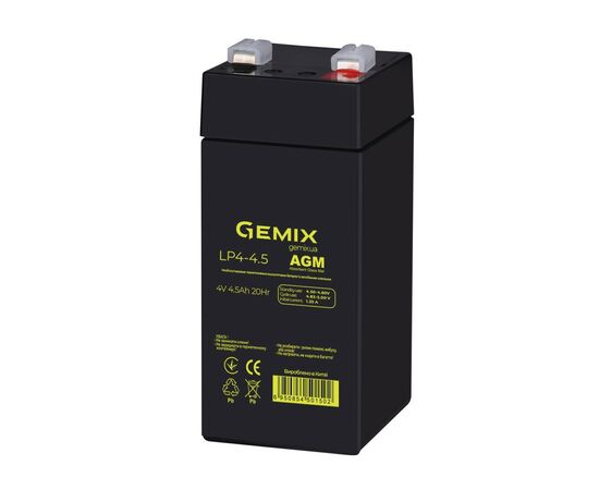 Батарея к ИБП Gemix LP 4В 4.5Ач (LP4-4.5), изображение 2 Батарея к ИБП Gemix LP 4В 4.5Ач (LP4-4.5), изображение 2