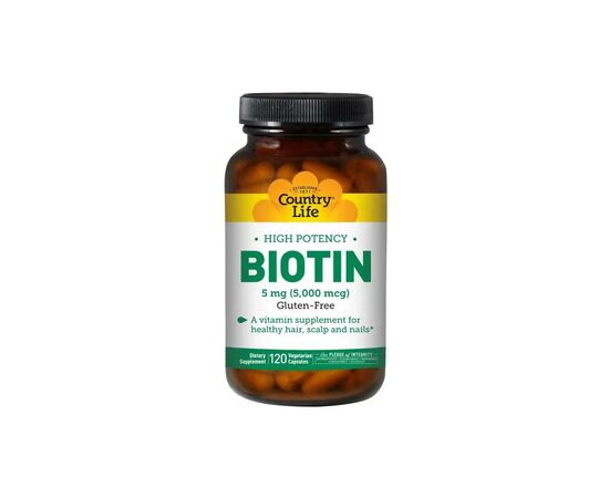 Вітамін Country Life Концентрований Біотин (В7), 5 мг, High Potency Biotin, 120 ж (CLF-06506)