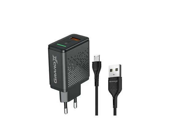 Зарядний пристрій Grand-X Fast Charge 3-в-1 QC3.0, FCP, AFC, 18W + cable microUSB (CH-650M)