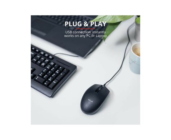 Мышка Trust Basi USB Black (24271), изображение 2 Мышка Trust Basi USB Black (24271), изображение 2