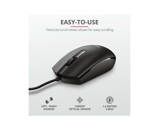 Мышка Trust Basi USB Black (24271), изображение 5 Мышка Trust Basi USB Black (24271), изображение 5