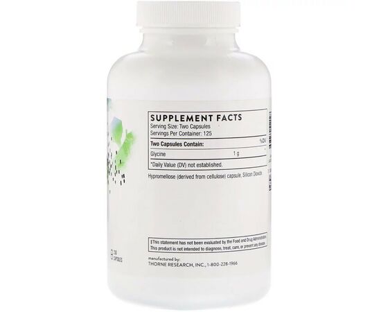 Аминокислота Thorne Research Глицин, Glycine, 250 капсул (THR-51202), изображение 2 Аминокислота Thorne Research Глицин, Glycine, 250 капсул (THR-51202), изображение 2