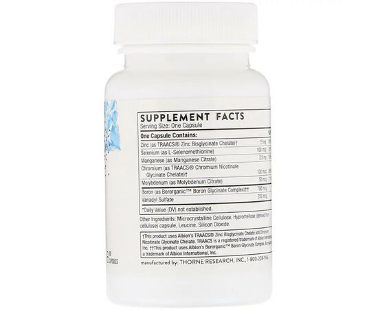 Минералы Thorne Research Микроэлементы, Trace Minerals, 90 капсул (THR-24203), изображение 2 Минералы Thorne Research Микроэлементы, Trace Minerals, 90 капсул (THR-24203), изображение 2