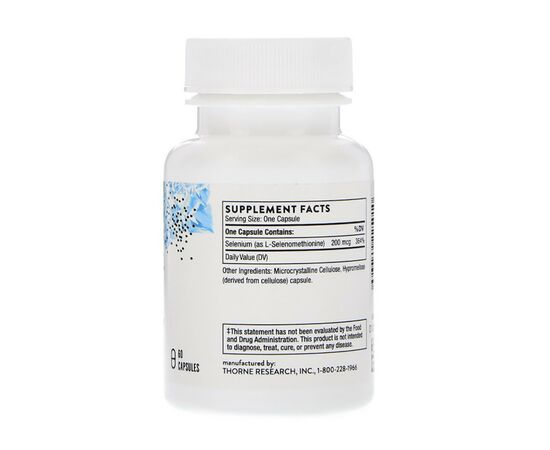 Минералы Thorne Research Селен, ( Селенометионин), Selenomethionine, 60 капсул (THR-22501), изображение 2 Минералы Thorne Research Селен, ( Селенометионин), Selenomethionine, 60 капсул (THR-22501), изображение 2