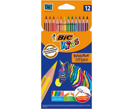 Олівці кольорові Bic Evolution Stripers 12 шт (bc9505221)