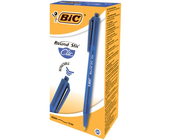 Ручка шариковая Bic Round Stic Clic, синий (bc926376), изображение 2 Ручка шариковая Bic Round Stic Clic, синий (bc926376), изображение 2