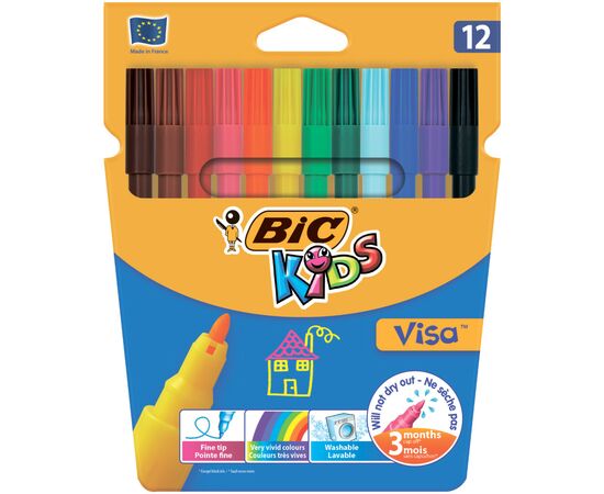 Фломастери Bic Kids Visa 880 12 кольорів (bc888695)