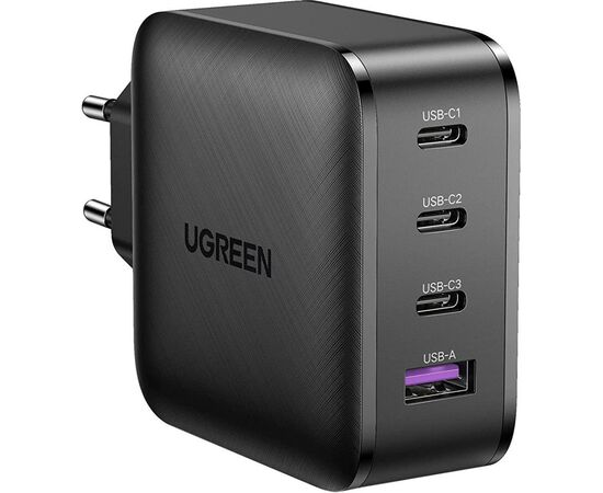 Зарядний пристрій Ugreen CD224 65W USB + 3xType-C PD GaN Charger (Black) (70774)