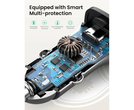 Зарядное устройство Ugreen CD130 20W USB + Type-C PD Car Charger (Gray) (30780), изображение 6 Зарядное устройство Ugreen CD130 20W USB + Type-C PD Car Charger (Gray) (30780), изображение 6