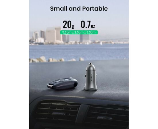 Зарядное устройство Ugreen CD130 20W USB + Type-C PD Car Charger (Gray) (30780), изображение 7 Зарядное устройство Ugreen CD130 20W USB + Type-C PD Car Charger (Gray) (30780), изображение 7