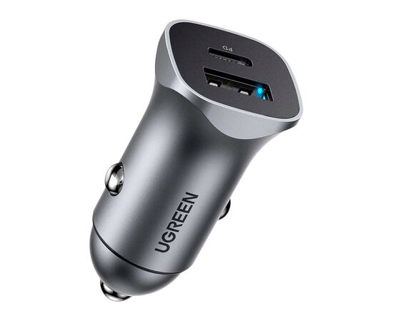 Зарядний пристрій Ugreen CD130 20W USB + Type-C PD Car Charger (Gray) (30780)
