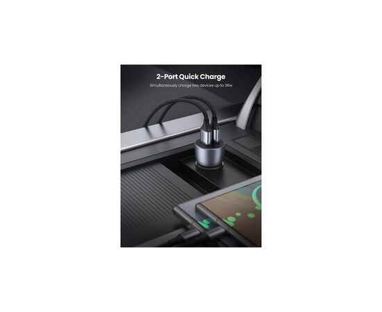 Зарядное устройство Ugreen CD213 36W 2xUSB QC 3.0 3A Car Charger (Dark Blue) (10144), изображение 3 Зарядное устройство Ugreen CD213 36W 2xUSB QC 3.0 3A Car Charger (Dark Blue) (10144), изображение 3