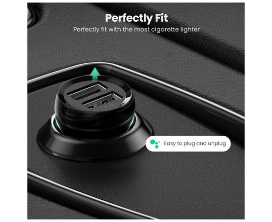 Зарядное устройство Ugreen ED018 24W 2xUSB Car Charger (Black) (50875), изображение 3 Зарядное устройство Ugreen ED018 24W 2xUSB Car Charger (Black) (50875), изображение 3